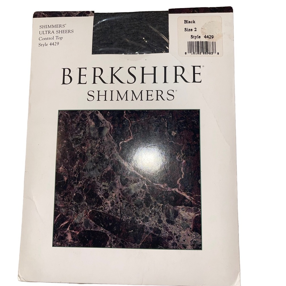 Berkshire Shimmers Ultra Sheer Control Top Style 4429 Size 2  Black Vtg NOS